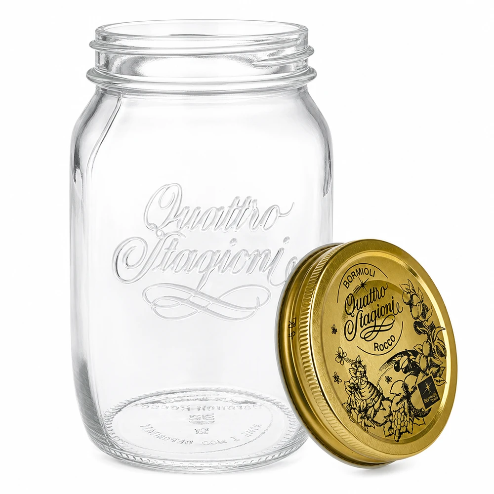 Verre rond 1000ml « Quattro Stagioni » avec couvercle Quattro Stagioni bocal 1000ml avec couvercle amovible vue détaillée bocal italien
