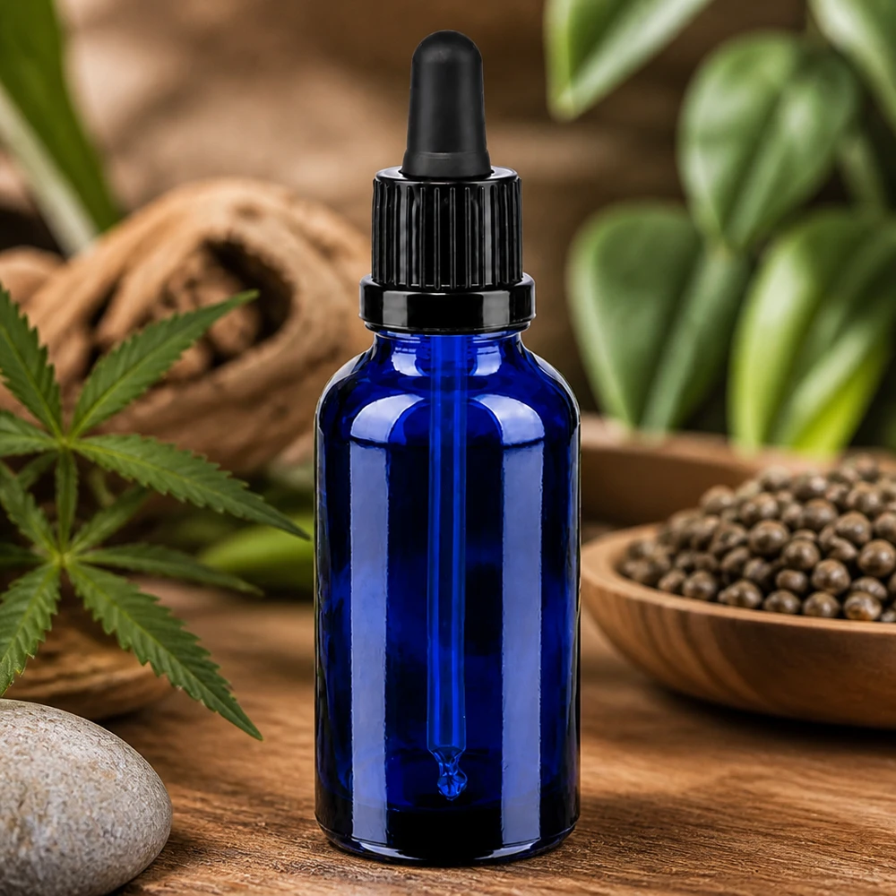 Flacon à pipette 30ml noir OV BlueLine UT18/30 Flacon à pipette de 30 ml avec fermeture hermétique pour conserver les teintures et les extraits en toute sécurité