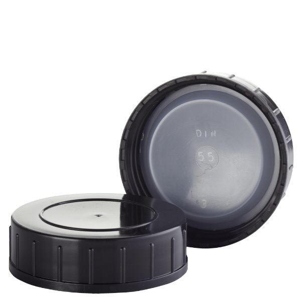 Capsule à vis en PP noir 55 mm (DIN 55)