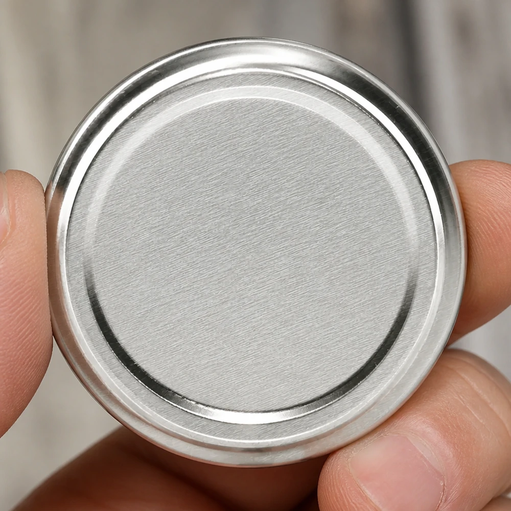 Vue de dessus du couvercle de fermeture UNiTWIST BasicSeal 66 mm, couleur argent (TO66), avec surface intérieure lisse