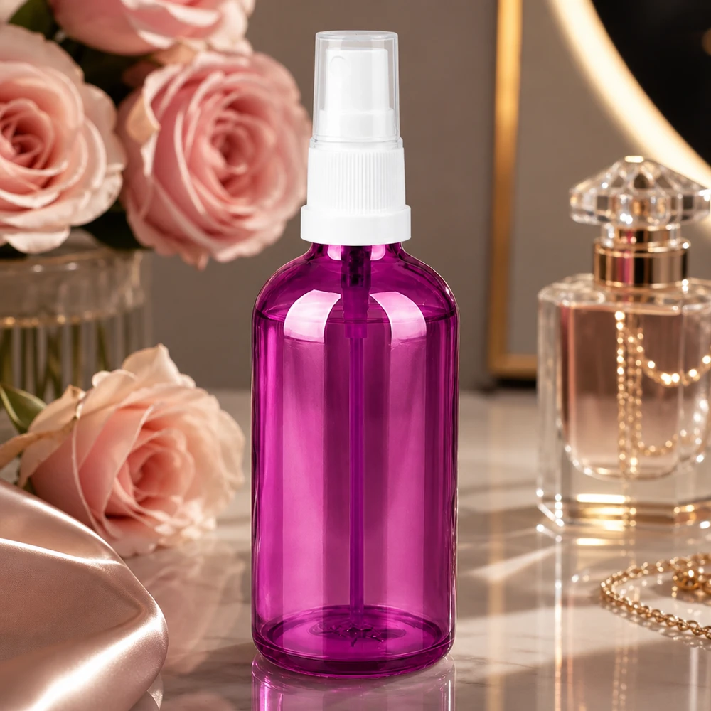 Bouteille de 100 ml de haute qualité, aspect améthyste, parfaite pour les applications professionnelles de beauté