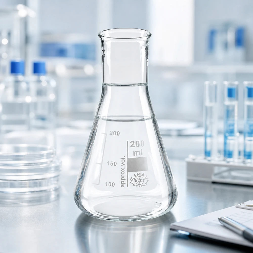 Erlenmeyer 200ml col étroit, verre borosilicate Erlenmeyer 200ml col étroit, verre borosilicate