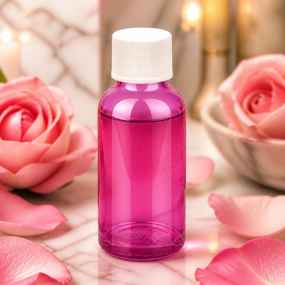 Bouteille 30ml 11mm bouchon à vis blanc standard PurpleLine UT18/30 Flacon de 30 ml au look lilas tendance avec un bouchon blanc pratique pour un usage quotidien