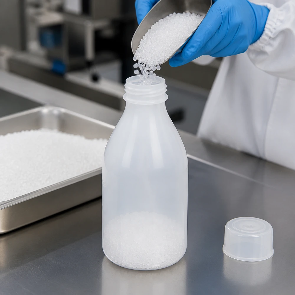 Flacon 100 ml à col étroit, avec bouchon Bouteille de lait de 100 ml, à bouchon à vis, en plastique semi-transparent, à col étroit