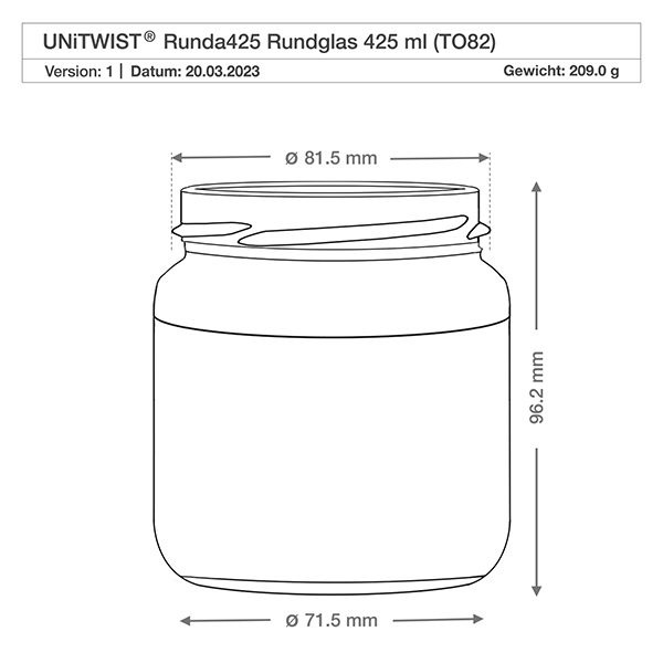425ml Verre rond sans couvercle (TO82) UNiTWIST