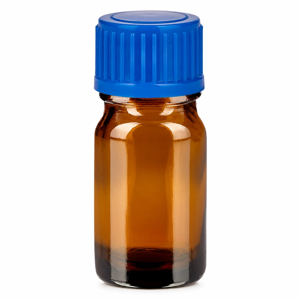 Flacon de 5ml 11mm SV bleu STD BrownLine UT18/5 Flacon en verre brun de 5ml avec bouchon à vis bleu pour huiles essentielles et médicaments
