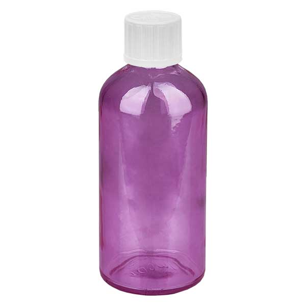 Flacon compte-gouttes 100ml 1,2mm blanc standard sécurité enfant PurpleLine. UT18/100