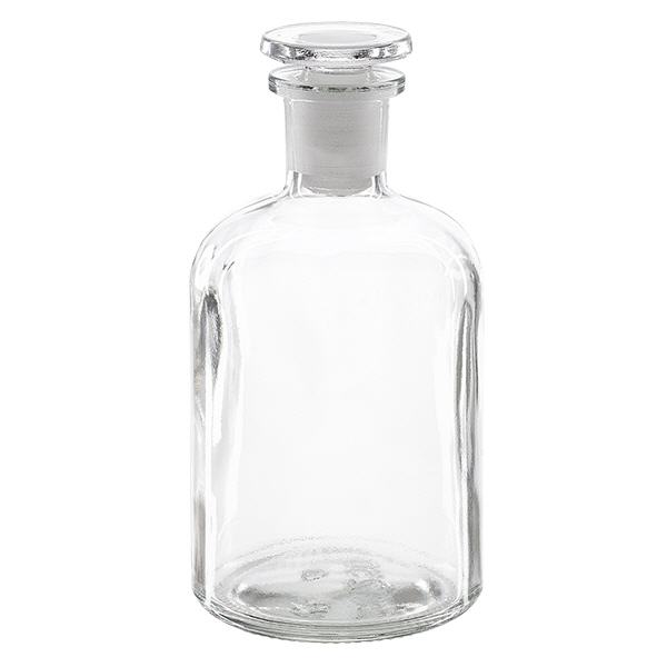 Flacon pharmaceutique 250 ml col étroit en verre clair + bouchon Flacon pharmaceutique 250 ml col étroit en verre clair + bouchon