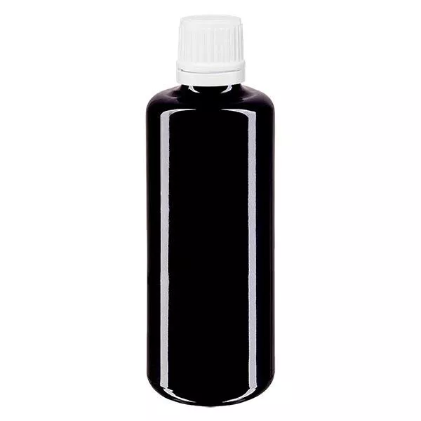 Bouteille de pharmacie viol. 50ml V. goutte. 1.2mm blanc OV Bouteille de pharmacie viol. 50ml V. goutte. 1.2mm blanc OV