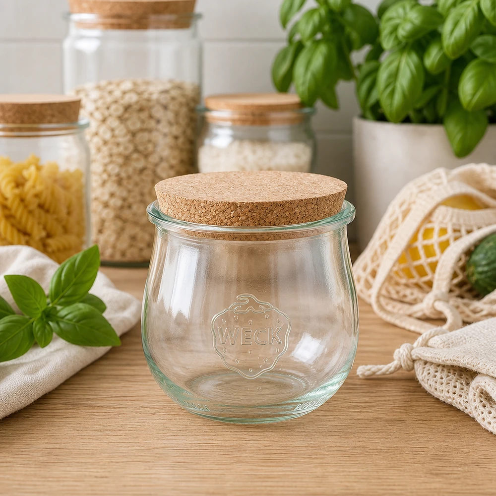 WECK Pot tulipe 370ml RR80 avec bouchon dans la cuisine durable zéro déchet entre les bocaux de conservation et Basil