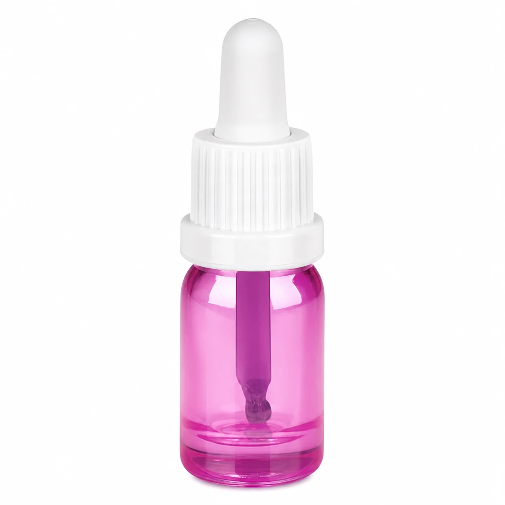 Flacon pipette 5ml blanc Originalité Bouchon à vis PurpleLine UT18/5 Flacon compte-gouttes compact de 5ml en verre violet avec pipette blanche ergonomique