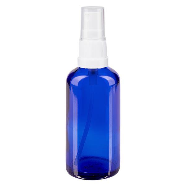 Flacon de pharmacie bleu 50ml embout spray blanc