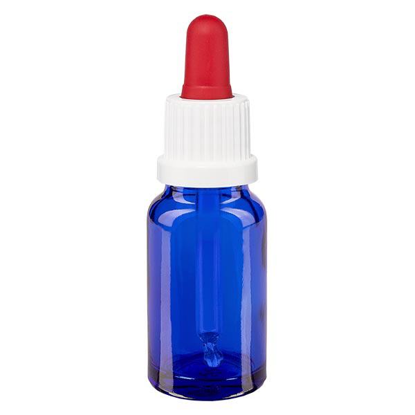 Flacon bleu 10 ml + pipette rouge et blanche à système d'inviolabilité