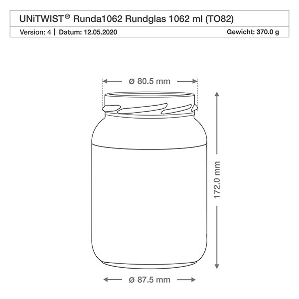 1062ml Verre rond sans couvercle (TO82) UNiTWIST