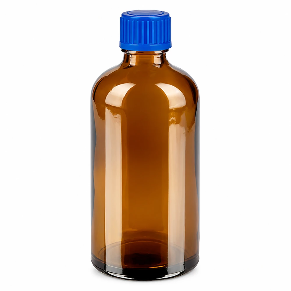 Flacon de 100ml 11mm SV bleu STD BrownLine UT18/100 Petite bouteille en verre ambrée de 100ml idéale pour les huiles essentielles et les teintures