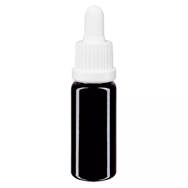 Bouteille de pharmacie viol. 10ml pipette blanche OV