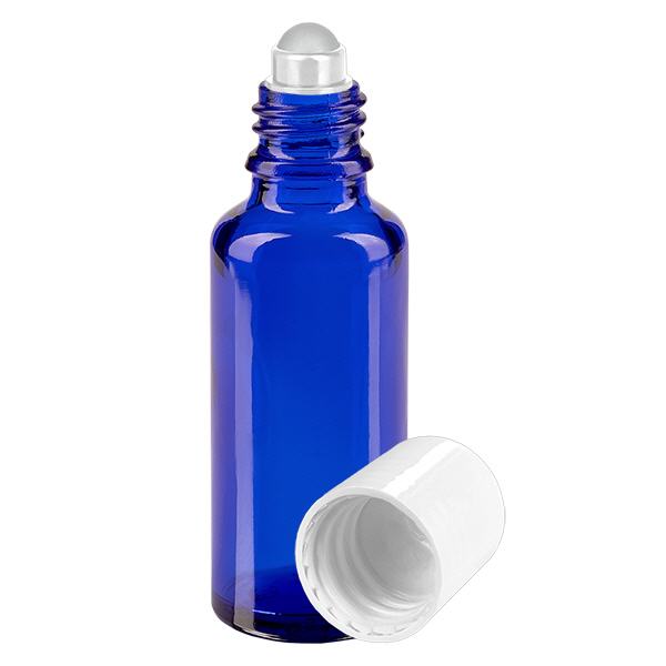 Flacon de pharmacie bleu 30ml Roll-On bouchon blanc Flacon de pharmacie bleu 30ml Roll-On bouchon blanc