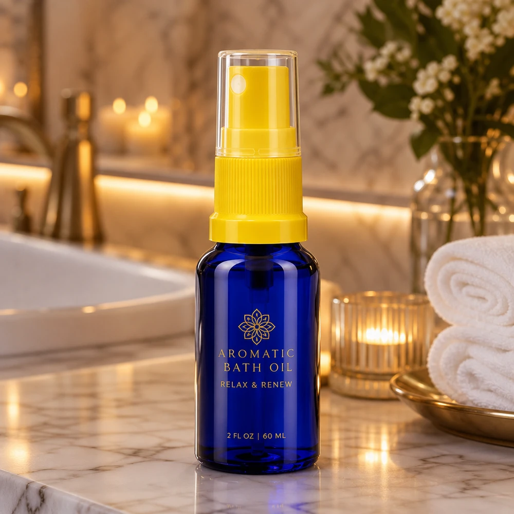 Flacon de pharmacie bleu 10ml embout spray jaune Flacon vaporisateur miniature pratique de 10 ml, bleu avec bouchon jaune, pour huiles de soin cosmétiques STD