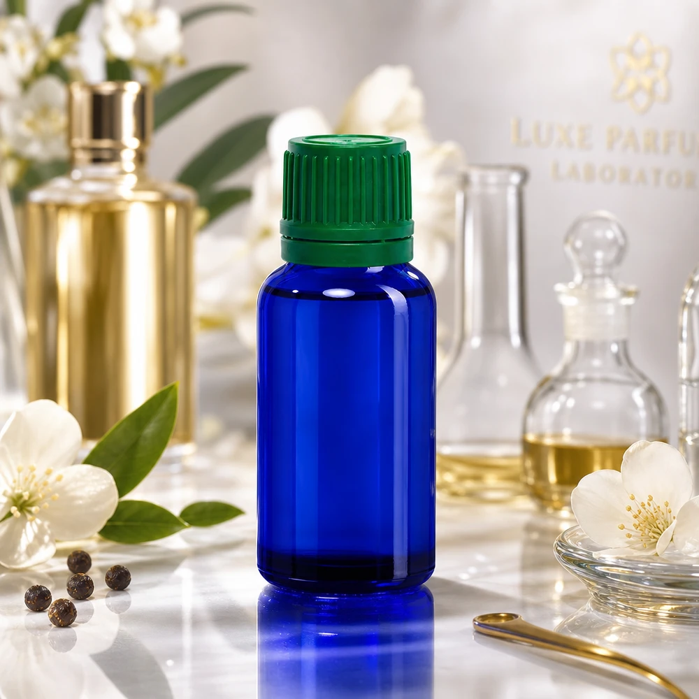 Flacon 20ml 11mm SV vert OV BlueLine UT18/20 Bouteille en verre de 20 ml, protégée de la lumière, d'un bleu cobalt élégant, pour les huiles et les essences de haute qualité