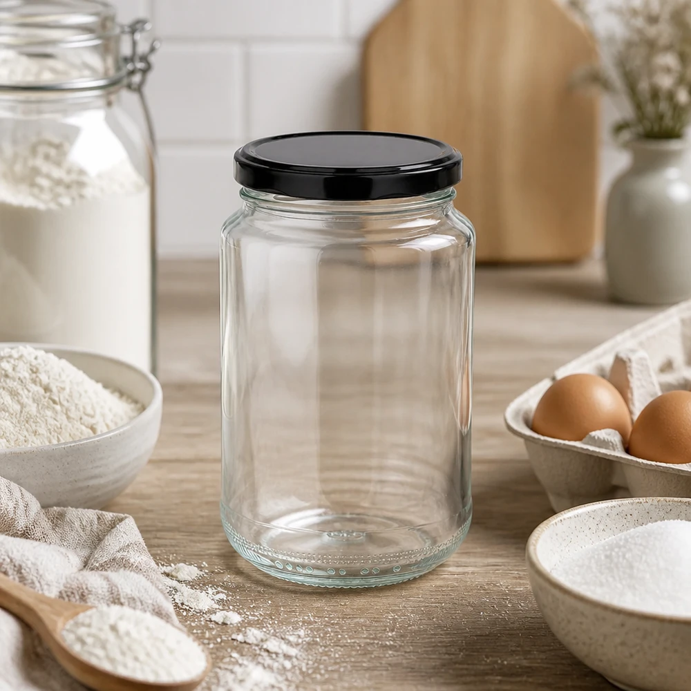 375ml Verre rond avec couvercle BasicSeal noir UNiTWIST