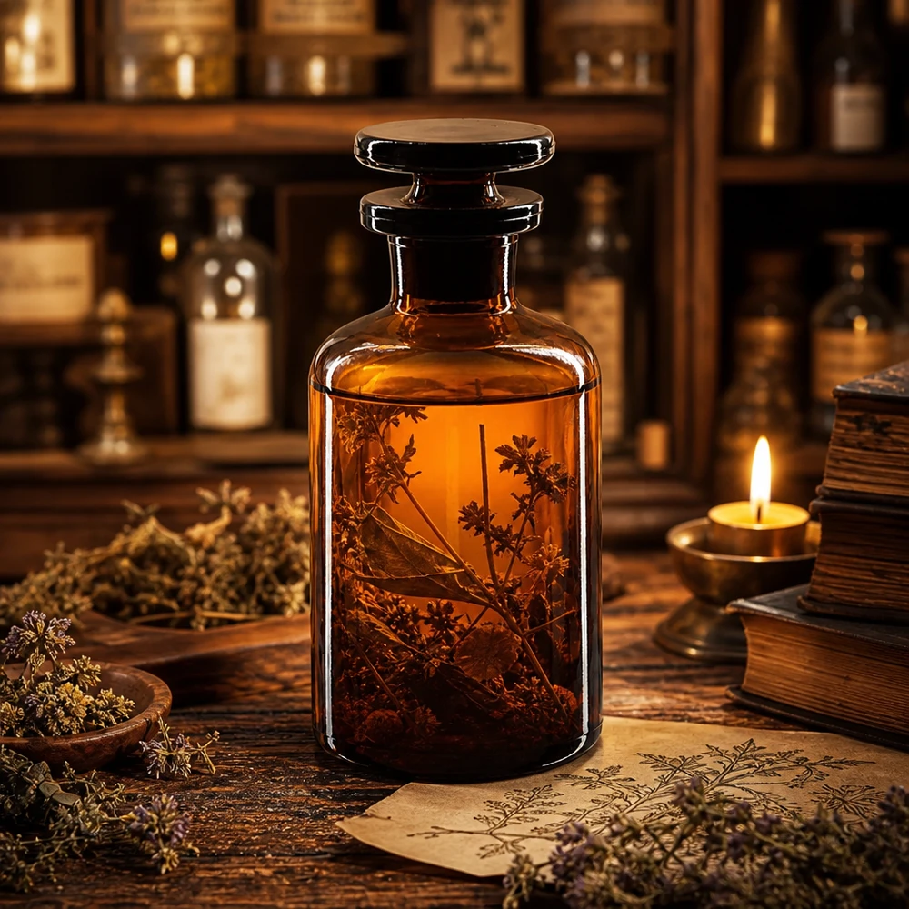 Flacon pharmaceutique 50 ml col étroit en verre ambré + bouchon Flacon en verre à épaulement arrondi, 50 ml, couleur ambrée, col étroit, bouchon, pour teintures et essences