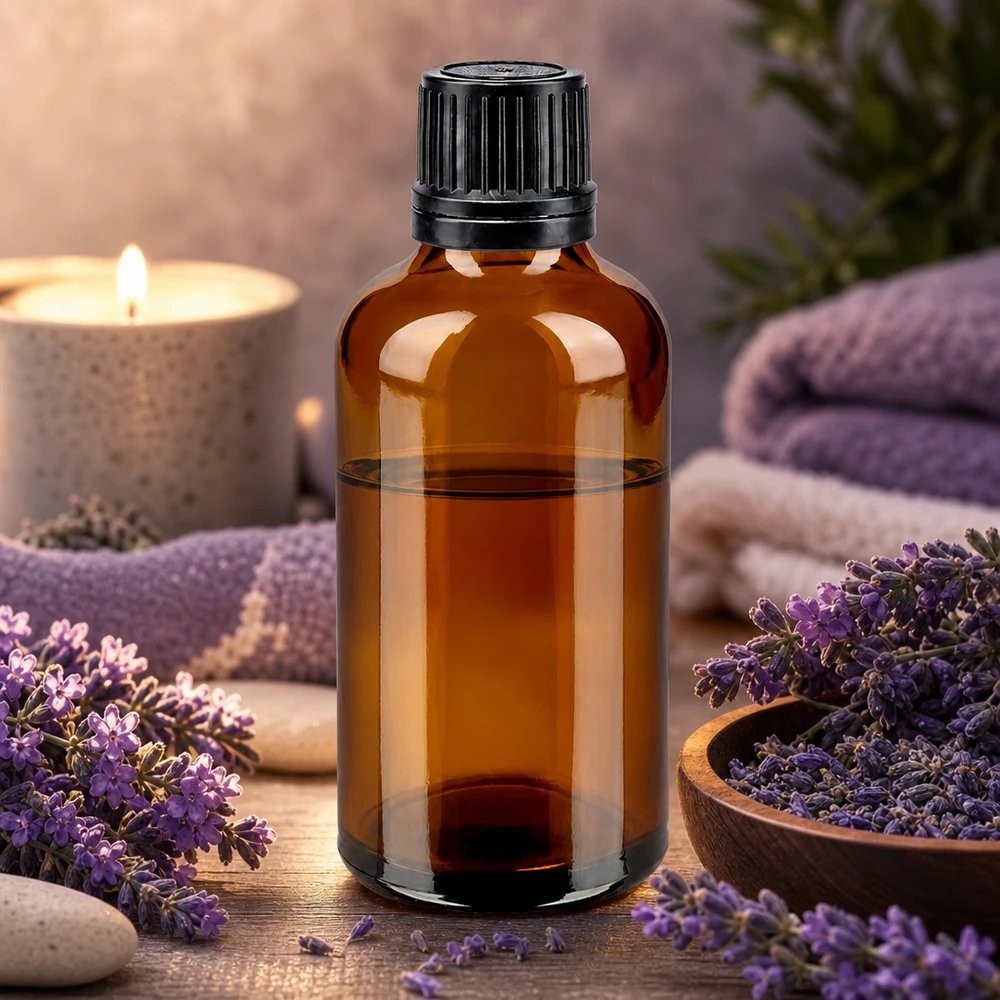 Bouteille de pharmacie brune 50ml bouchon vissable noir bouchon inviolabilité Flacon rond en verre ambré de 50 ml avec bouchon noir d'origine de 8 mm, pour les cosmétiques naturels et les huiles
