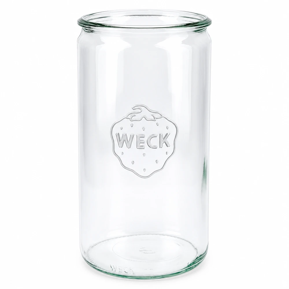 WECK Pot cylindrique 1590ml RR100 Pot de conserve transparent avec logo en relief pour la mise en conserve et la conservation
