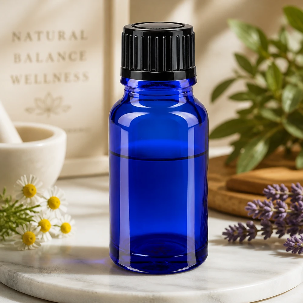 Flacon de pharmacie bleu 10ml bouchon vissable noir standart Flacon bleu de 10 ml en verre de haute qualité, muni d'un bouchon compte-gouttes, destiné aux huiles à base de plantes médicinales