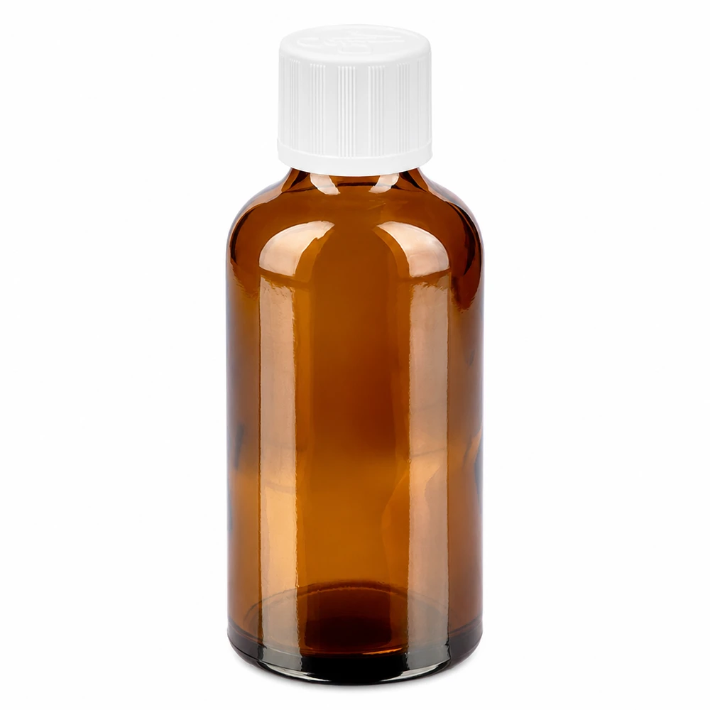Flacon 50ml 11mm SV w. STD KiSi BrownLine UT18/50 Bouteille en verre ronde de 50ml en marron avec un pas de vis de 11mm pour les huiles essentielles et les teintures.