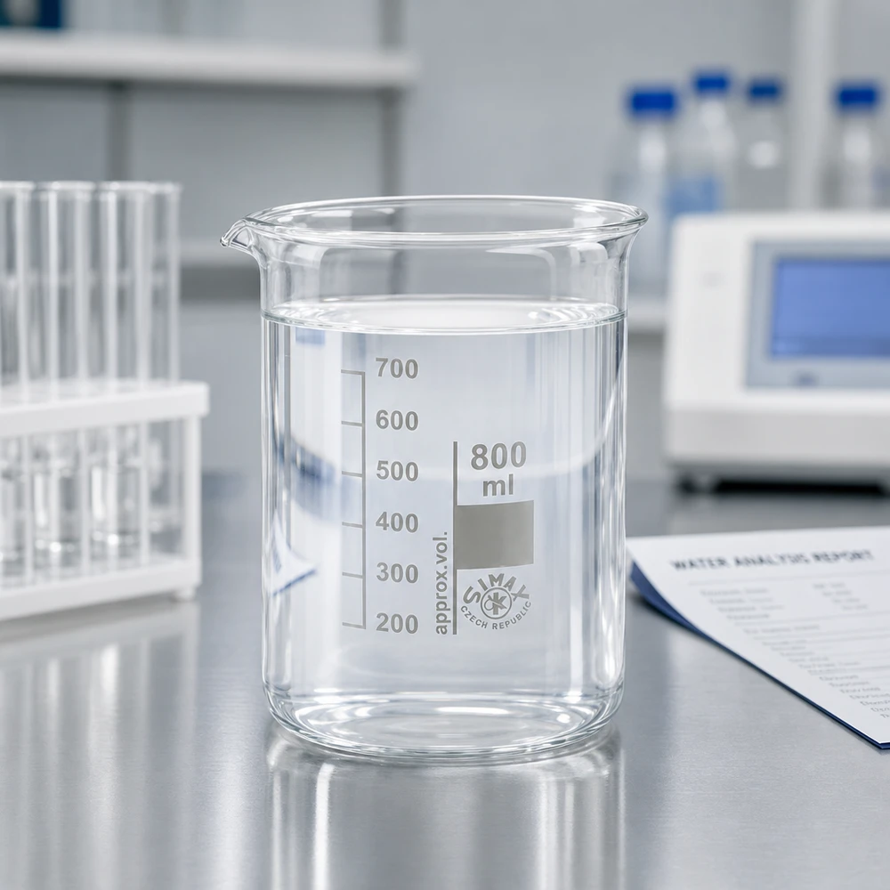 Bécher 800ml en verre borosilicate résistant à la chaleur (forme basse) Bécher en verre borosilicaté 800ml forme basse avec bec verseur pour les laboratoires de chimie professionnels