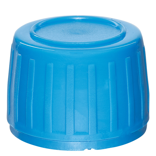 Bouchon à vis bleu avec bague d'inviolabilité PP28 ApoGlas Bouchon à vis bleu avec bague d'inviolabilité PP28 ApoGlas