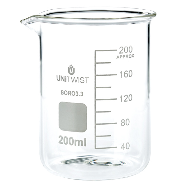Bécher 200ml borosilicate, forme basse UNiTWIST Bécher 200ml borosilicate, forme basse UNiTWIST