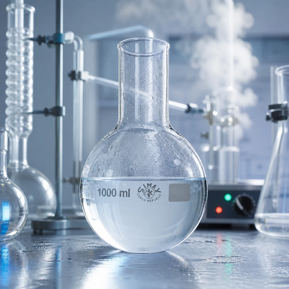 Ballon à fond plat 1000ml col large borosilicate avec bord arrondi Ballon rond 1000ml à col large idéal pour les mesures de volume et les analyses quantitatives en laboratoire