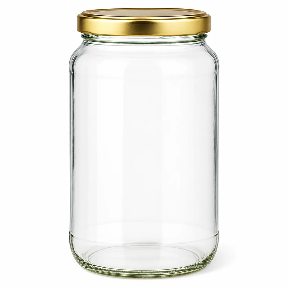 Bocal rond de 1700ml avec couvercle doré BasicSeal UNiTWIST - bocal vide en verre clair pour la conservation