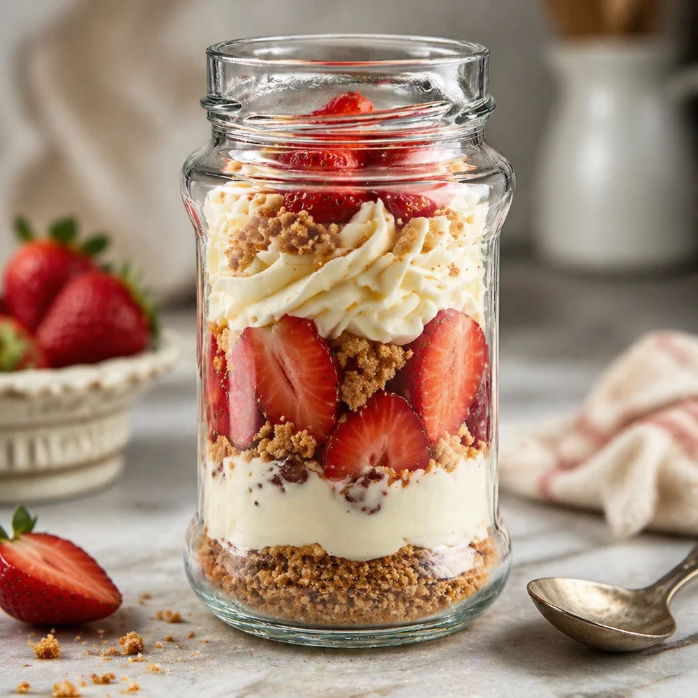 UNiTWIST Runda390 Pot rond 390ml avec dessert à la fraise Dessert en couches TO66deep Fermeture Pot de conservation Cuisine