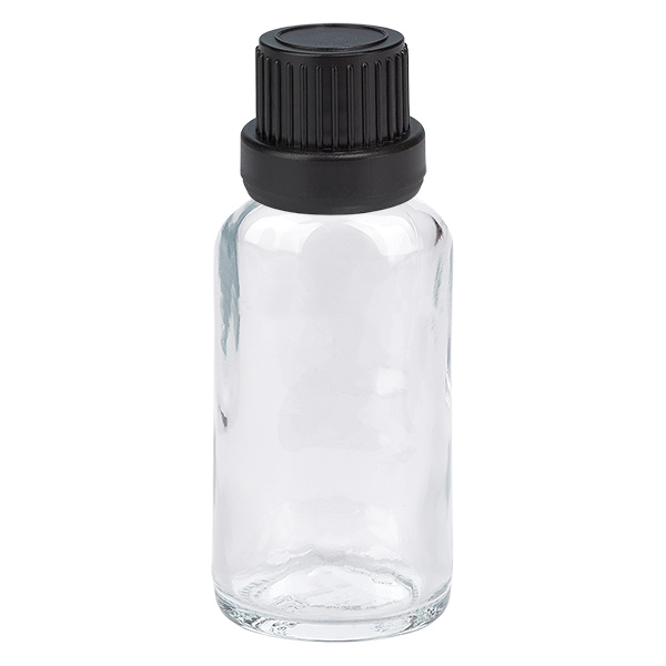 Flacon compte-gouttes 20ml 2mm noir OV ClearL. UT18/20