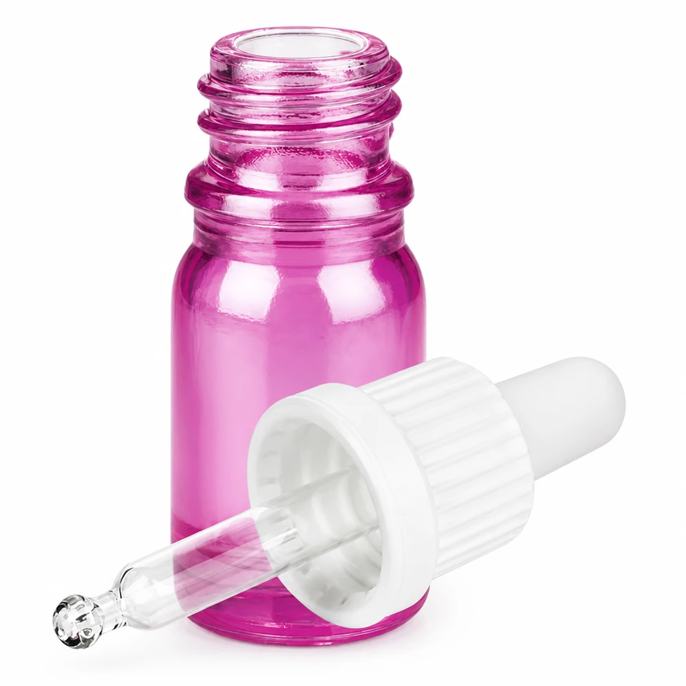 Flacon pipette 5ml blanc Originalité Bouchon à vis PurpleLine UT18/5 Flacon compte-gouttes compact de 5ml en verre violet OV PurpleLine UT18/5 avec pipette ergonomique