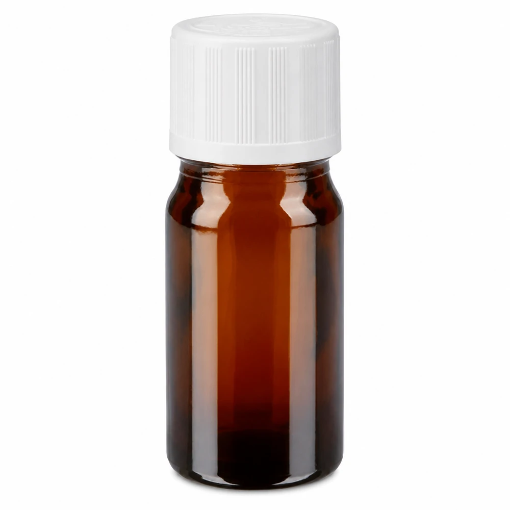 Petit flacon en verre brun de 5 ml avec bouchon KiSi blanc pour gouttes, en verre de pharmacie