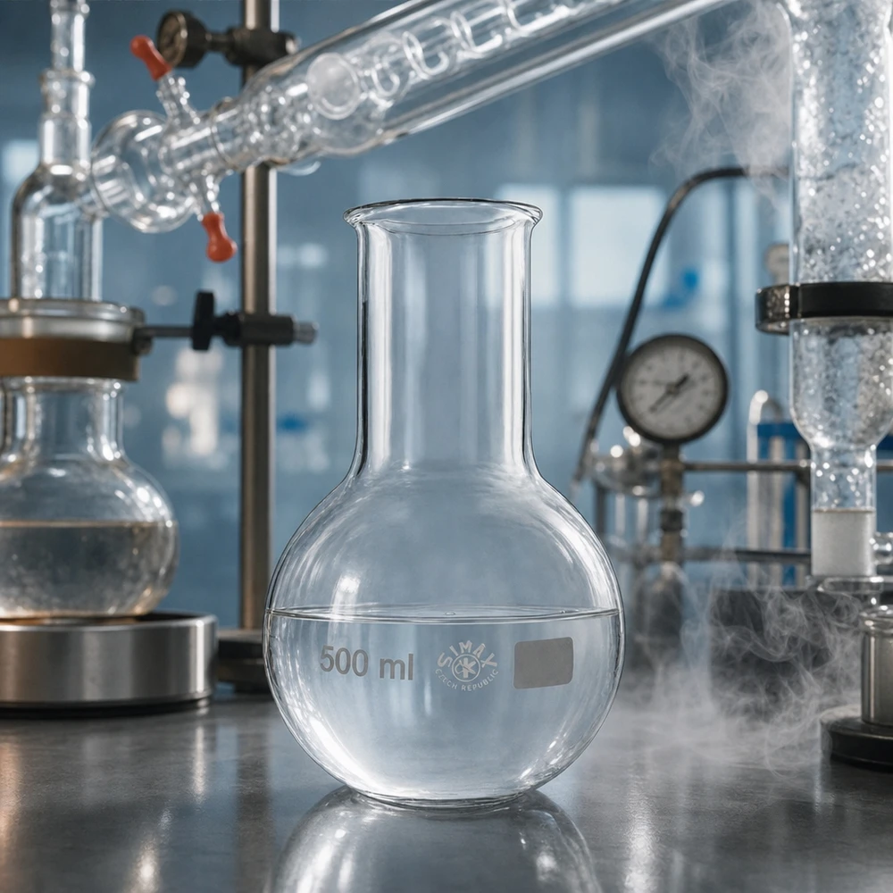 Ballon à fond plat 500 ml à col large, en verre borosilicate avec bord renforcé Ballon à distiller 500ml au design élégant pour un équipement de laboratoire et des expériences modernes