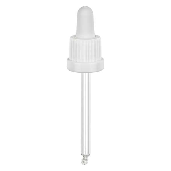 pipette en verre blanc/blanc 18mm, longueur 78 inviolable