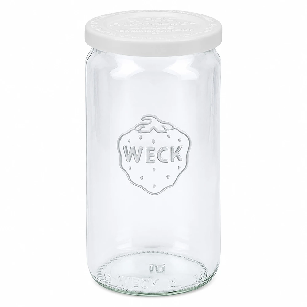 340ml bocal cylindrique avec couvercle fraîcheur WECK RR60 WECK Bocal cylindrique 340ml avec couvercle fraîcheur blanc RR60 Bocal à conserves transparent