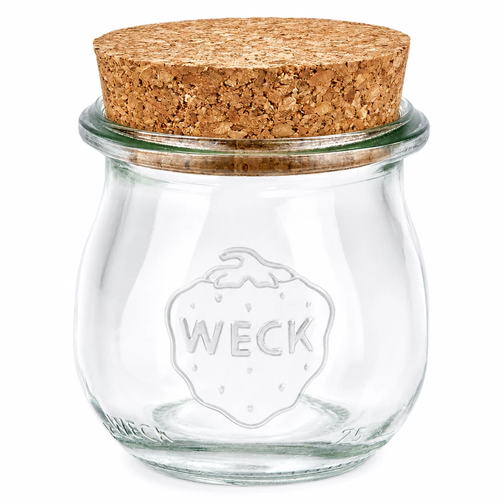 WECK Bocal tulipe 75ml RR40 avec bouchon en liège naturel Bocal à conserves transparent Bocal à provisions