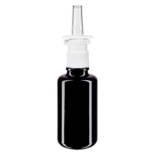 Bouteille de pharmacie violette 30ml vaporisateur nasal blanc standard