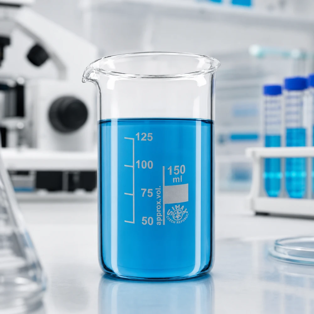 Bécher 150ml en verre borosilicate résistant à la chaleur (forme haute) Verre de laboratoire, bécher de 150 ml en verre borosilicaté avec graduations de 50 à 125 ml