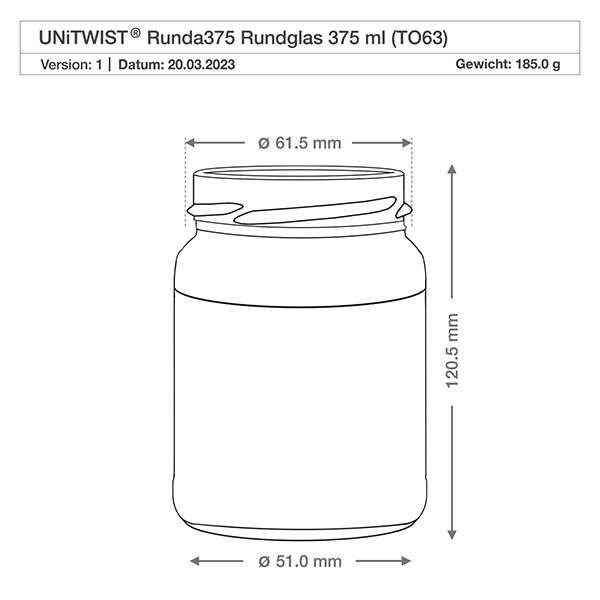 375ml Verre rond sans couvercle (TO63) UNiTWIST