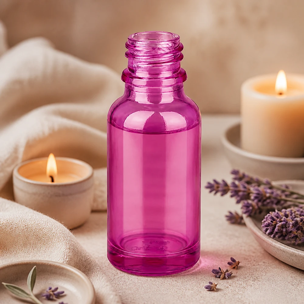 Bouteille à pharmacie de 20ml PurpleLine UT18/20 UNiTWIST Bouteille de pharmacie PurpleLine 20ml rose transparente avec système robuste UNiTWIST pour le DIY cosmétique