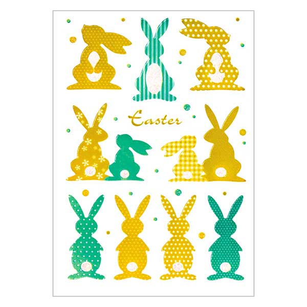 Autocollants Lapin d&#039;or (10 stickers avec paillettes)