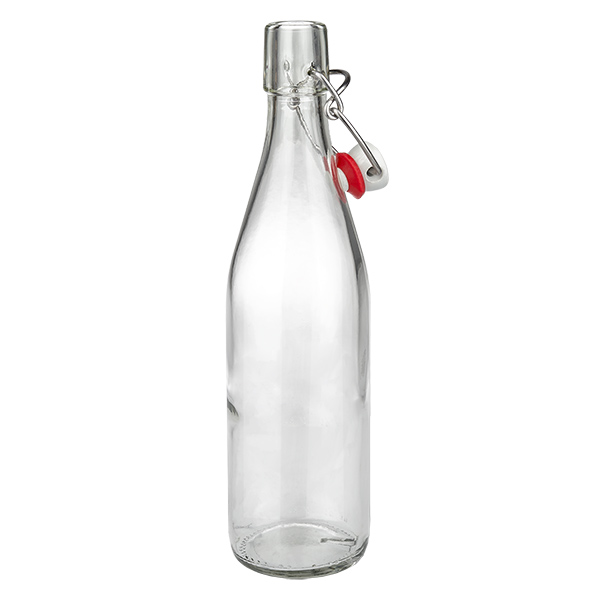 Bouteille en verre de 500 ml + bouchon mécanique en porcelaine UN..
