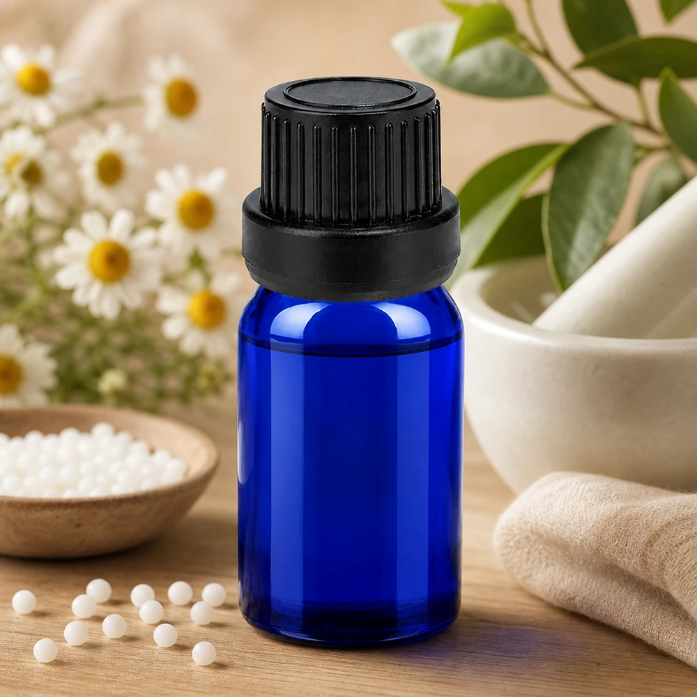 Flacon compte-goutte 5ml 2mm noir OV BlueLine UT18/5 Flacon en verre bleu maniable de 5ml avec bouchon compte-gouttes ergonomique OV BlueLine UT18 Design