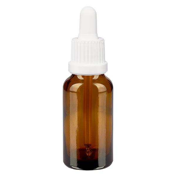 Flacon brun 20 ml + pipette blanche à système d'inviolabilité